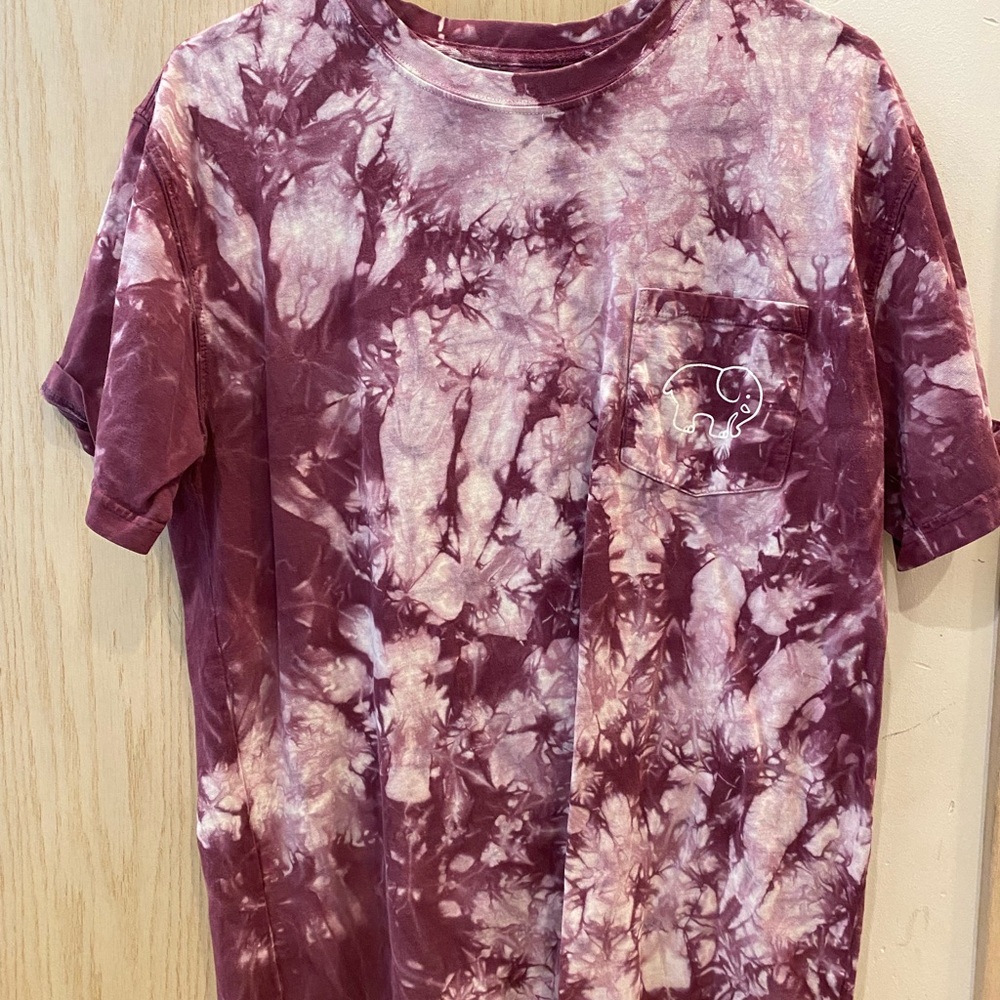 Ivory Ella Women’s Short Sleeve Tie-Dye Tee - Maroon and White